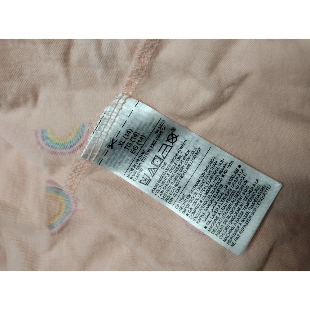 Old Navy Girls‎ XL Peach Rainbow Print Cotton Fit Flare Sundress Spaghetti Strap